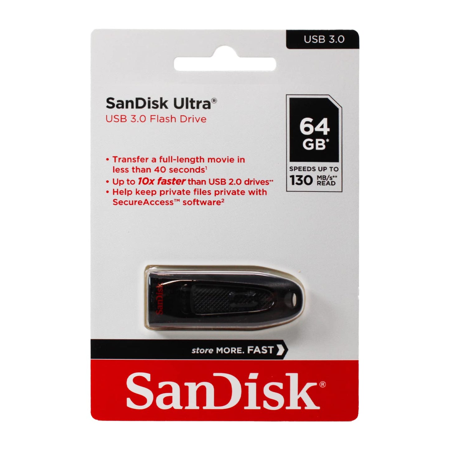 SANDISK 128GB Ultra USB 3.0 Flash Drive - SDCZ48-128G-U46, Black