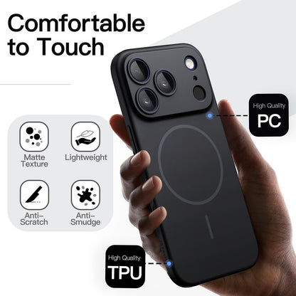 JETech Magnetic Slim Case for iPhone 17 Pro Max 6.9-Inch, Compatible with MagSafe, Ultra-Thin Lightweight Minimalist Phone Cover with Matte Finish and Full Camera Lens Protection (Black)