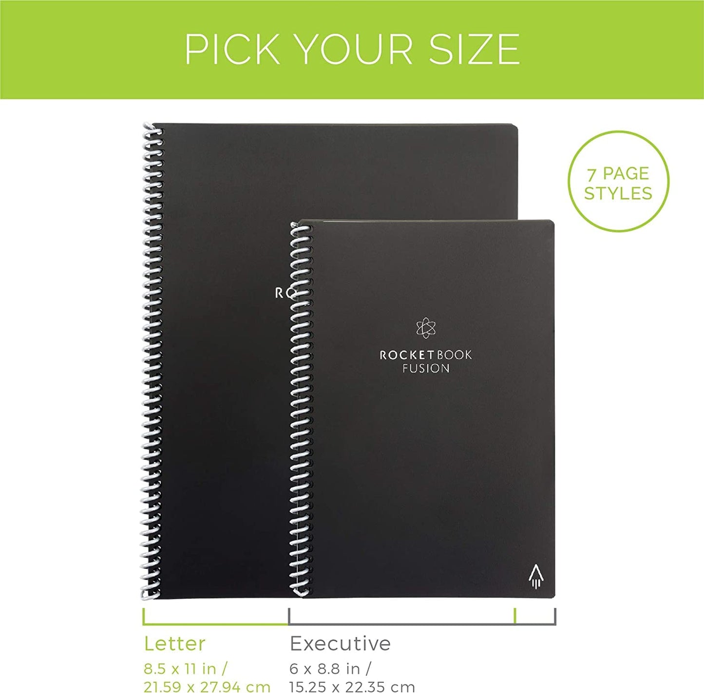 Rocketbook Fusion Hybrid Reusable Planner and Notebook in One, Additional Blank Pages, Goal and Project Tracker, Undated Planner, Letter Size 8.5x11, Black (Pack of 1)