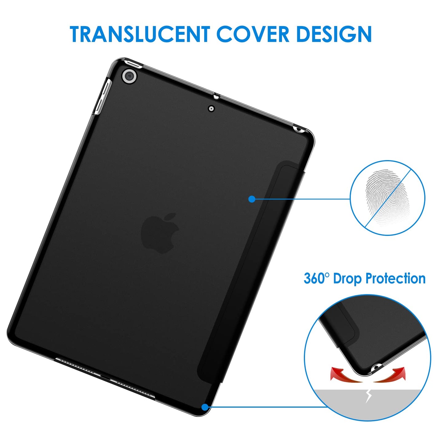 JETech Case for iPad (9.7-Inch, 2018/2017 Model, 6th/5th Generation), Smart Cover Auto Wake/Sleep (Black)