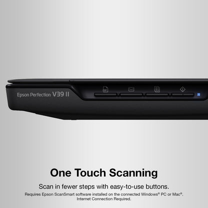 Epson Perfection V39 Color Photo & Document Scanner with Scan-To-Cloud & 4800 Optical Resolution, Black