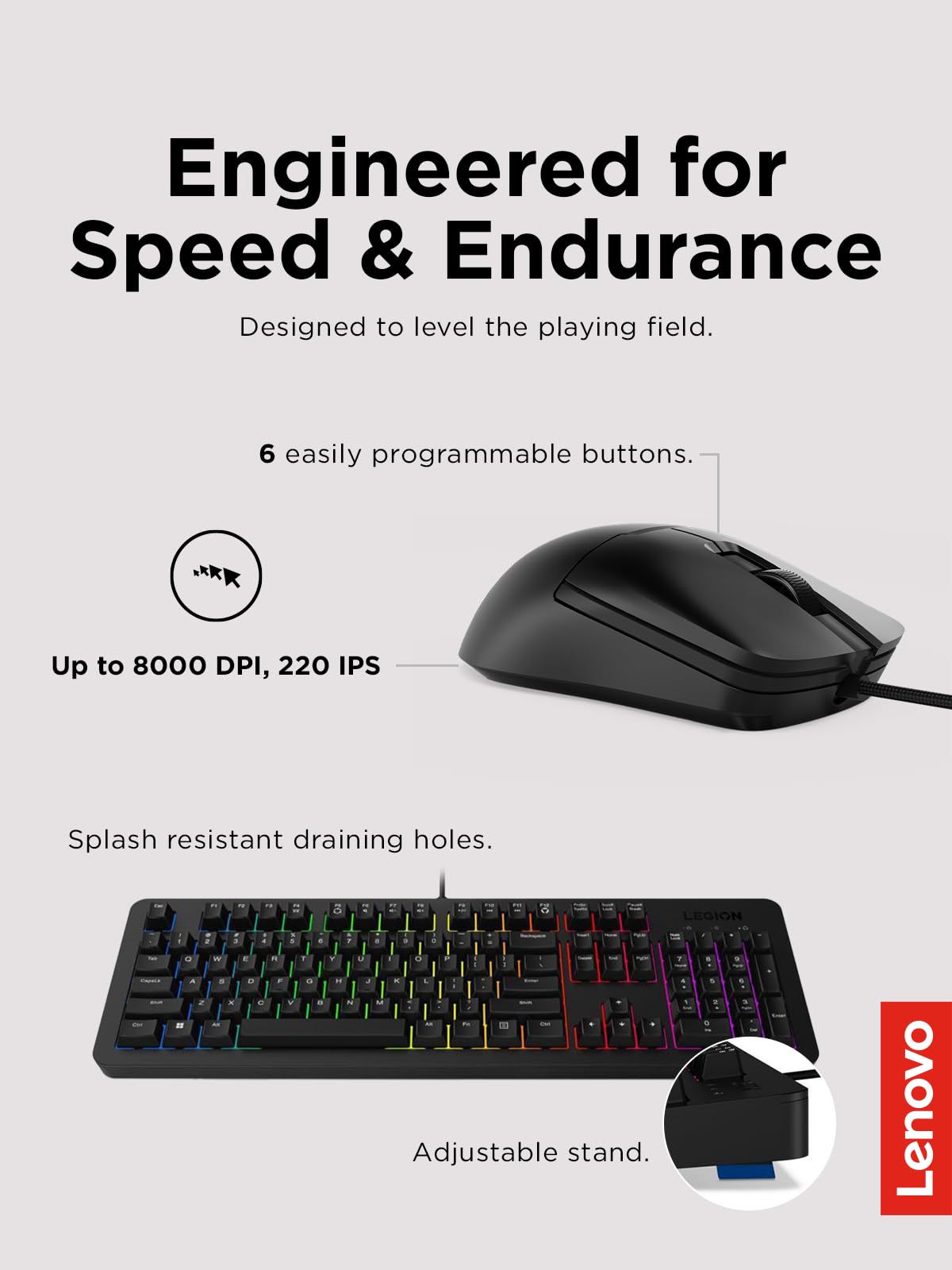 Lenovo GY40T26478 Legion K500 RGB Mechanical Gaming Keyboard, 3 ZONE Full-size Keyboard, 7 user Programmable Hot Keys; 16.8 Million Colors, 50 Million-Click Red Mechanical Keys, Detachable Palm Rest