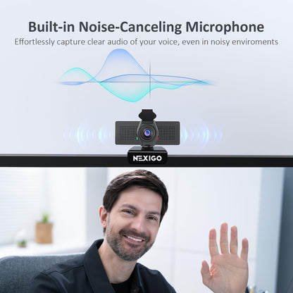 NexiGo N60 1080P Webcam with Microphone, Software Control & Privacy Cover, USB HD Computer Web Camera, Plug and Play, for Zoom/Skype/Teams, Conferencing and Video Calling