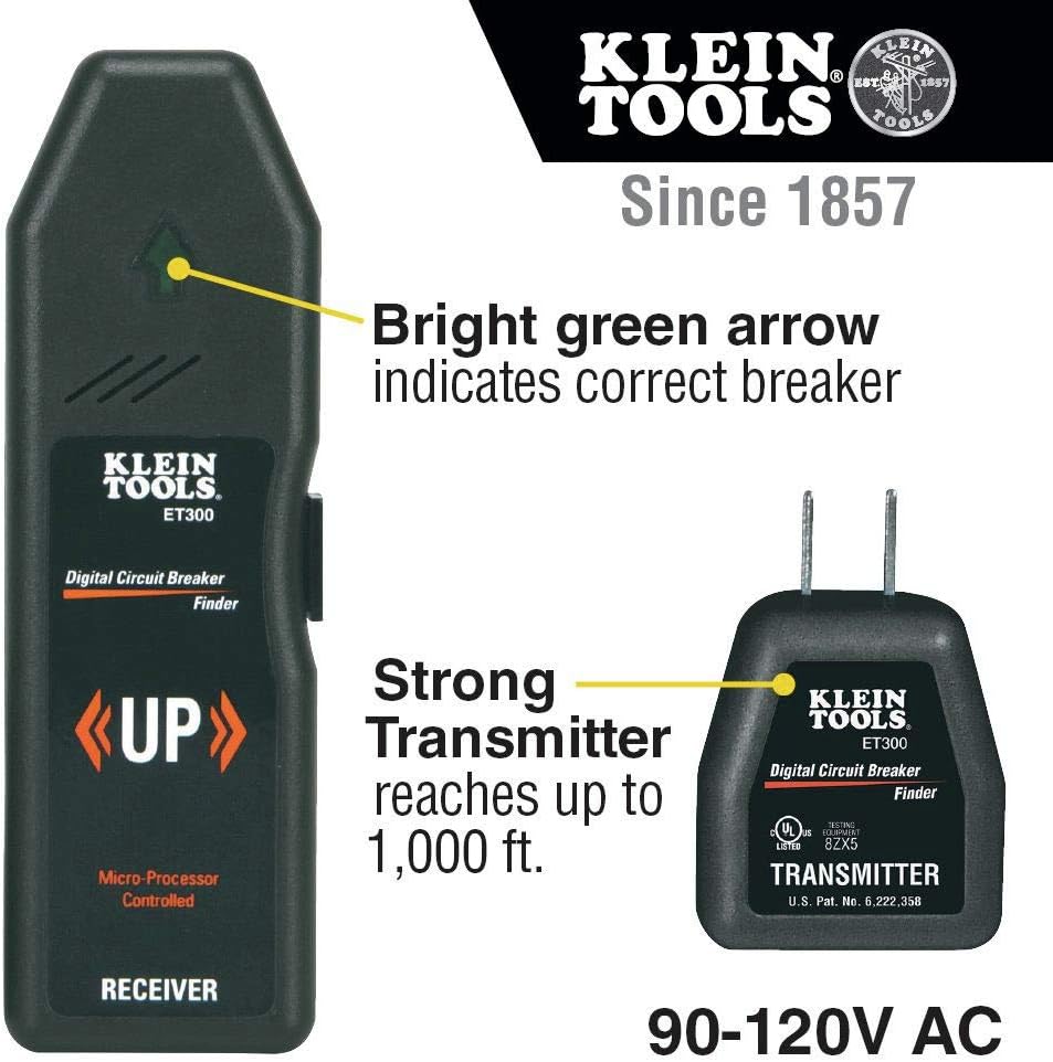 Klein Tools ET300 Circuit Breaker Finder, Finds Electrical Circuit Breaker of 120V Standard Electrical Outlet