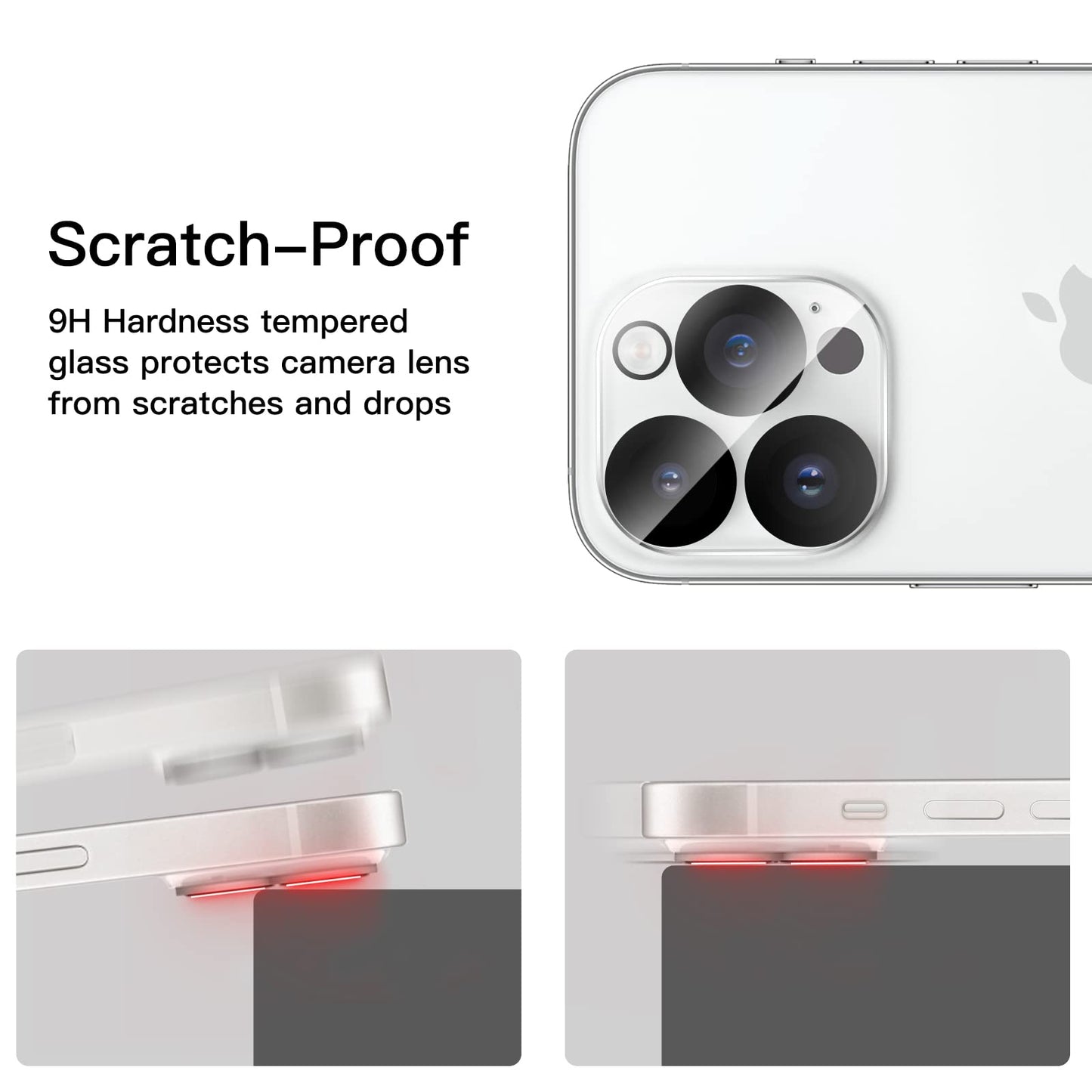 JETech Camera Lens Protector for iPhone 14 6.1-Inch and iPhone 14 Plus 6.7-Inch, 9H Tempered Glass, Anti-Scratch, Case Friendly, Does Not Affect Night Shots, HD Clear, 3-Pack