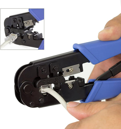 TRENDnet Crimping Tool, TC-CT68, Crimp, Cut, & Strip Cable for 8 and 6 Position Modular Plugs, Built-In Cutter and Stripper, NDAA + TAA Compliant, 8P-RJ-45, 6P-RJ-12, RJ-11, Steel Construction, Black