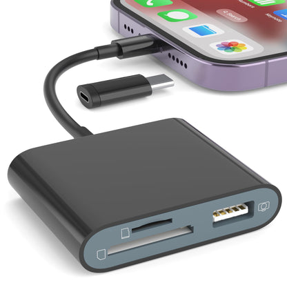 SZHAIYIJIN SD Card Reader for iPhone, Memory Card Reader with USB Camera Adapter Plug and Play Trail Game Camera Viewer Supports SD and TF Card MicroSD Card Adapter for iPad No App Required