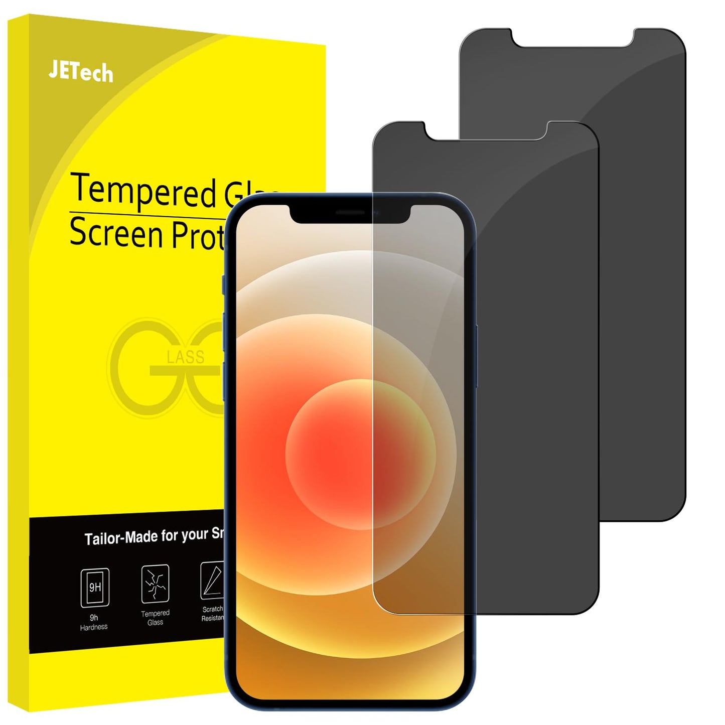 JETech Privacy Screen Protector for iPhone 17e (2026) / iPhone 16e / iPhone 13/13 Pro, Anti Spy Tempered Glass Film, 6.1-Inch Display, 2-Pack