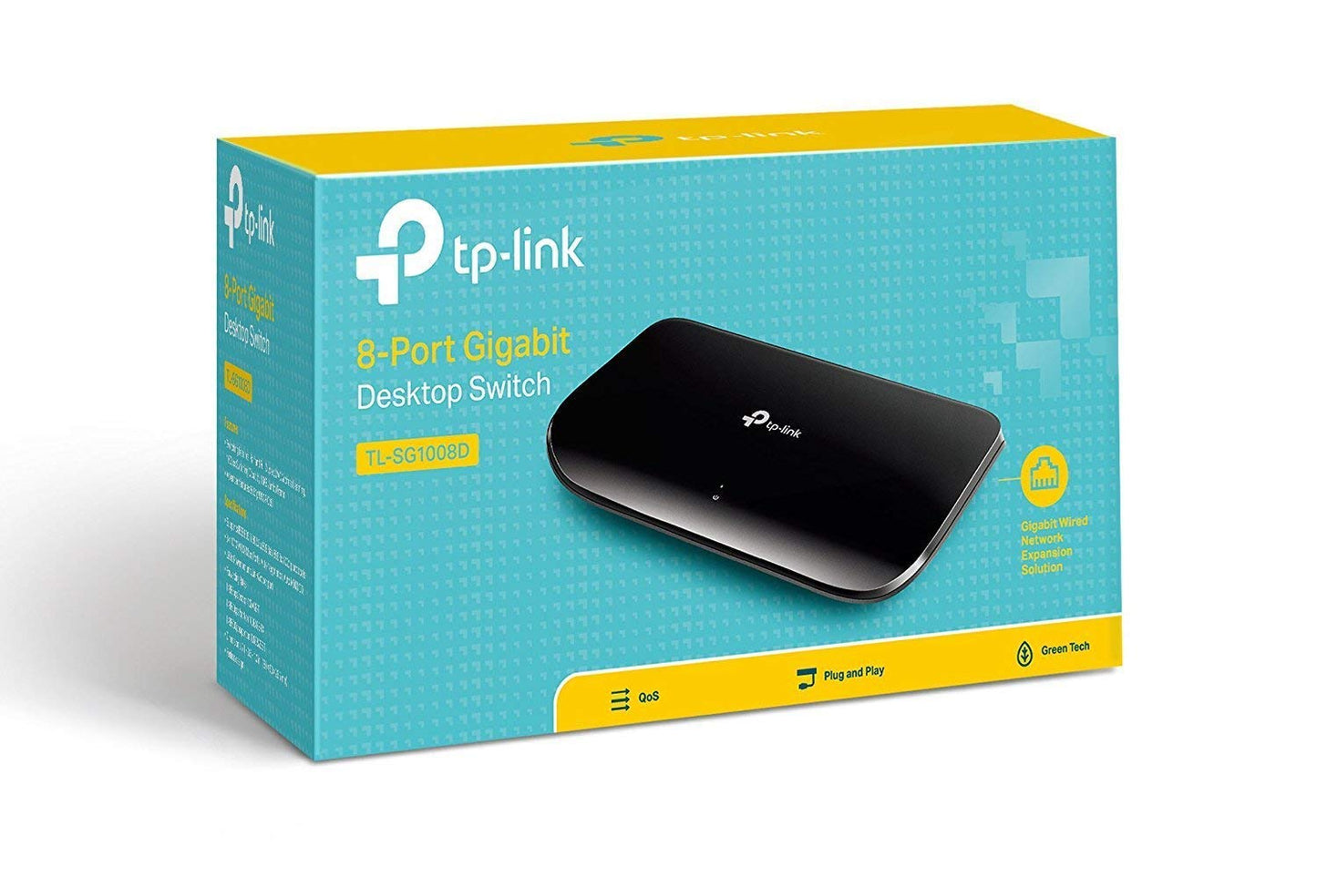TP-Link 8 Port Gigabit Ethernet Network Switch | Plug and Play | Desktop or Wall-Mount | Plastic Case Ethernet Splitter | Fanless | Traffic Optimization | Unmanaged (TL-SG1008D),Black