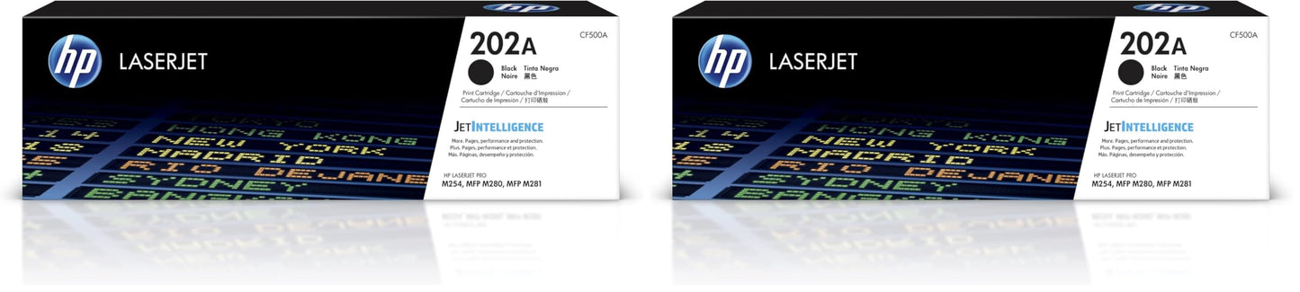 HP 202A Black Toner Cartridge Printers | Works with Color LaserJet Pro M254; Color LaserJet Pro MFP M281 Series | CF500A (Pack of 2)