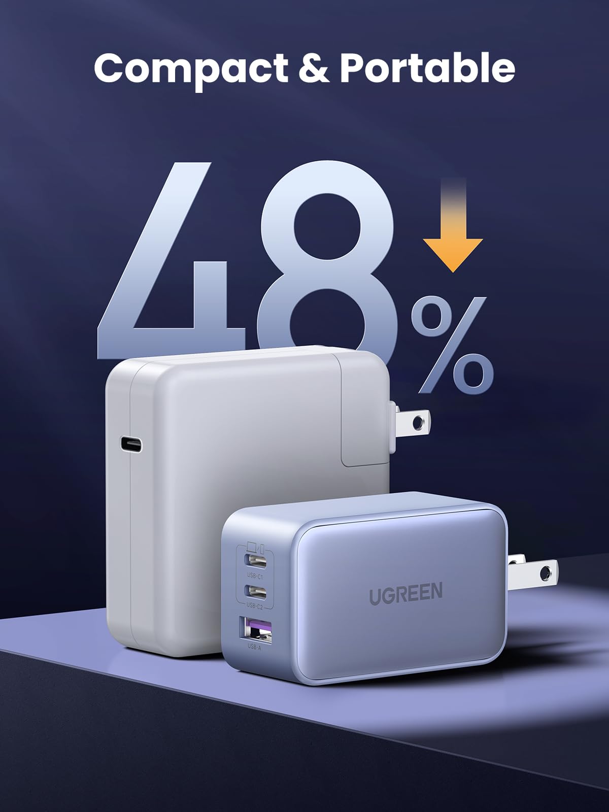 UGREEN Nexode 65W GaN USB C Wall Charger, 3-Port Compact Foldable Fast Charger Power Adapter for iPhone 17/16/15 Series, Galaxy S25/S24, Pixel 10/9, MacBook Pro/Air, Dell XPS, iPad Pro (Black)