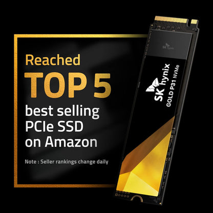 SK Hynix Gold P31 1TB PCIe NVMe Gen3 M.2 2280 Internal SSD, Up to 3500MB/S, Compact M.2 SSD Form Factor SSD, Internal Solid State Drive with 128-Layer NAND Flash