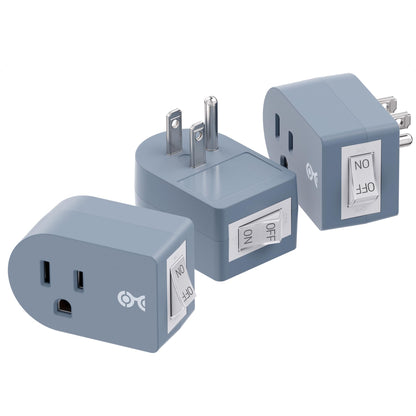 [ETL Listed] Cable Matters 3-Pack Grounded Outlet Switch with On Off, Plug Switch On Off, Single Outlet Adapter, Black