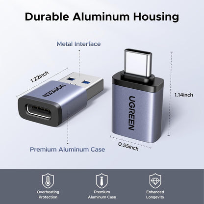 UGREEN USB to USB C Adapter & USB C to USB Adapter Combo 4-Pack, 10Gbps Type C USBC Adapter Compatible with MacBook, iPhone 17/16/15, iPad, Samsung Galaxy, Apple Watch