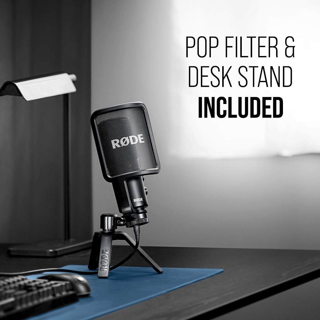RØDE NT-USB Mini Versatile Studio-quality Condenser USB Microphone with Free Software for Podcasting, Streaming, Gaming, Music Production, Vocal and Instrument Recording,Black