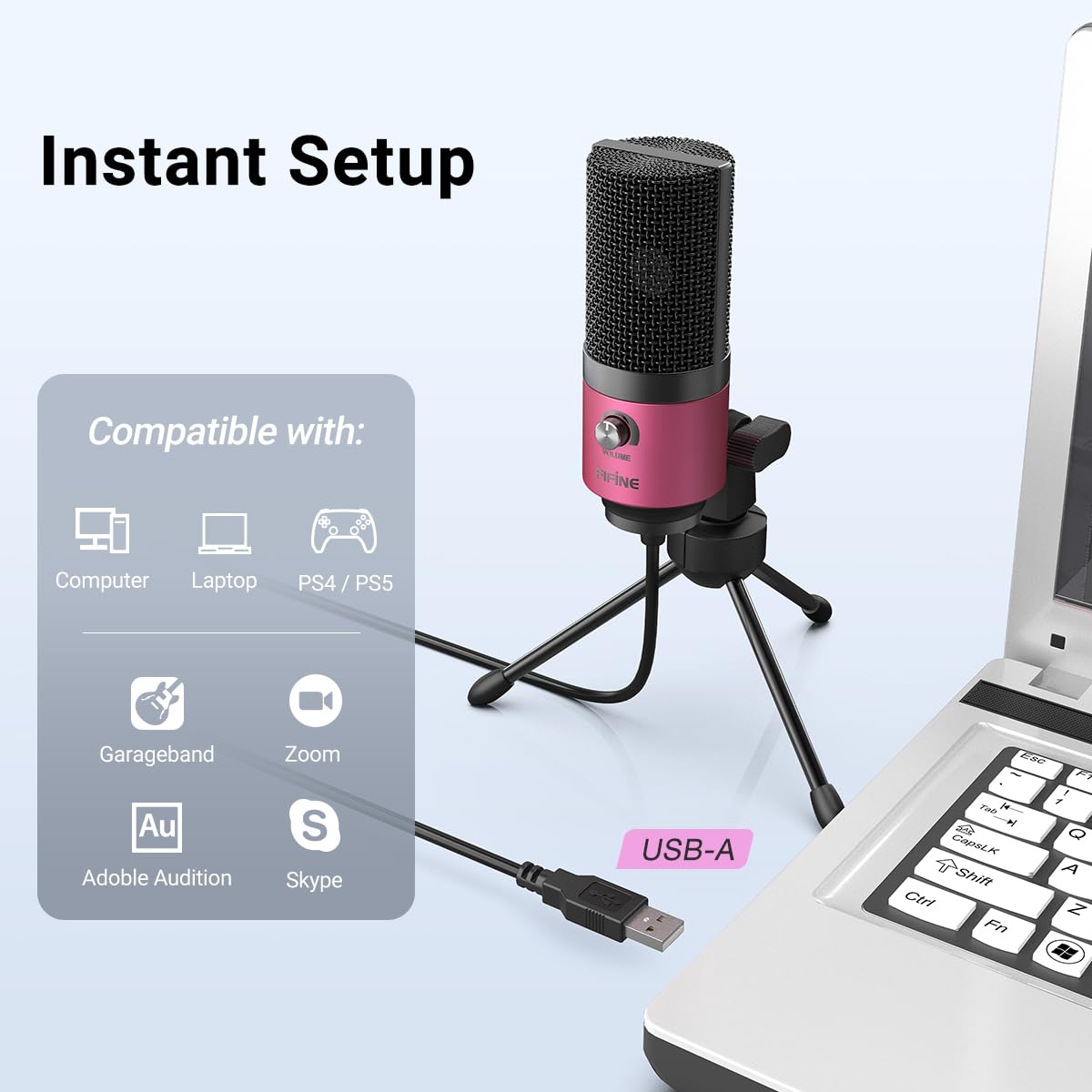 FIFINE USB Microphone, Metal Condenser Recording Microphone for MAC OS, Windows, Cardioid Laptop Mic for Recording Vocals, Voice Overs, Streaming, Meeting and YouTube Videos-K669B