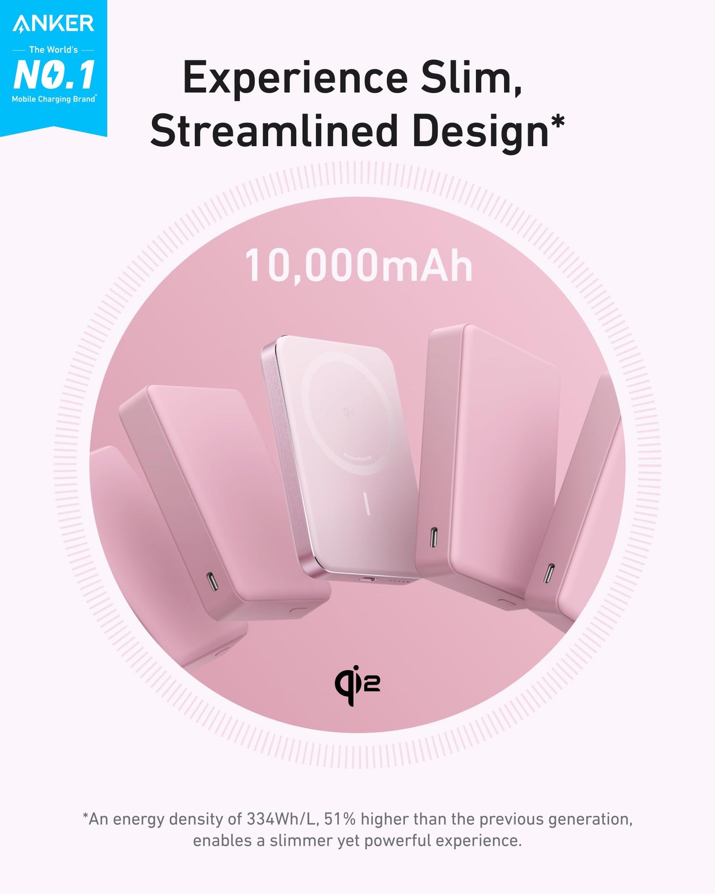 Anker MagGo Power Bank, Ultra-Slim 10,000mAh Magnetic Battery Pack, Qi2 Certified 15W Ultra-Fast MagSafe Compatible Portable Charger, Ergonomic Design, for iPhone17/16/15/14 Series, and More