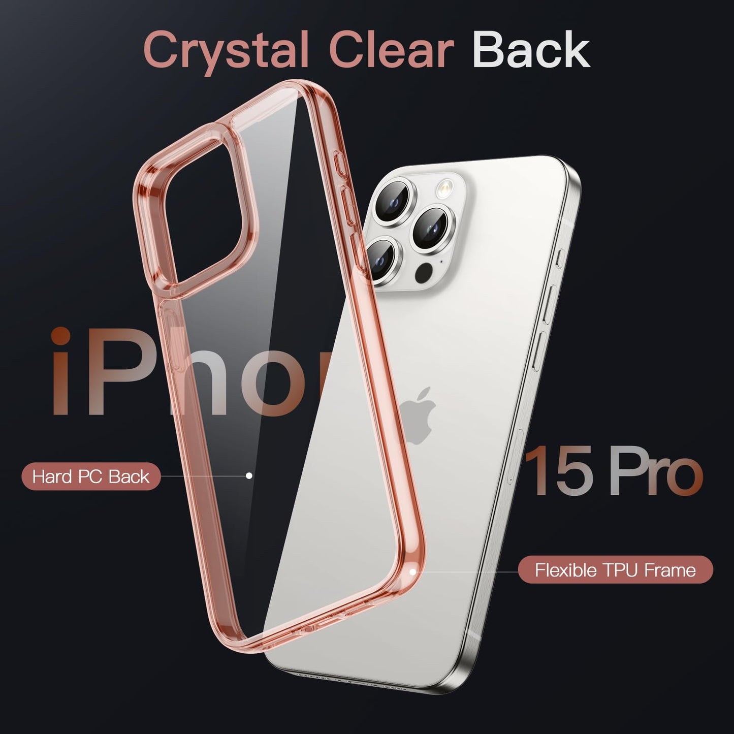 JETech Case for iPhone 15 6.1-Inch, Non-Yellowing Shockproof Phone Bumper Cover, Anti-Scratch Clear Back (Clear)