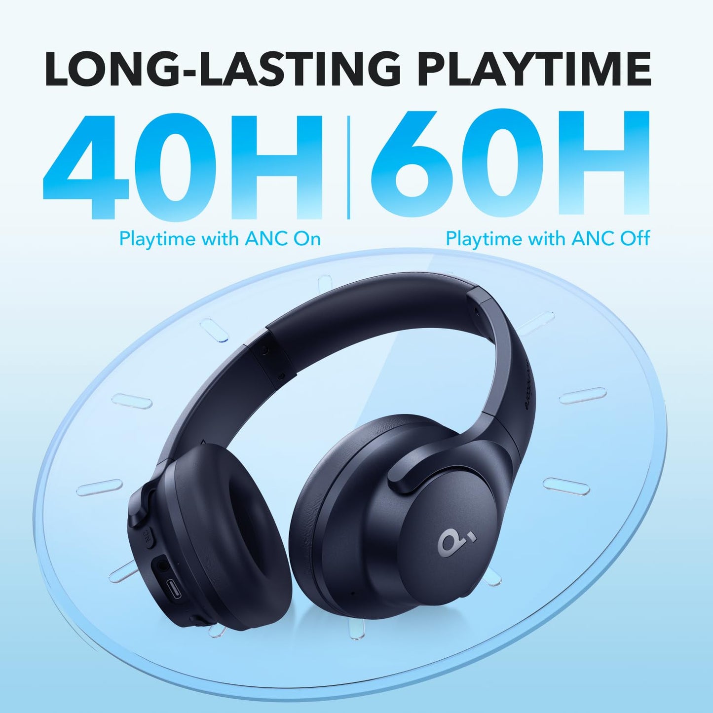 Soundcore by Anker Q20i Hybrid Active Noise Cancelling Headphones, Wireless Over-Ear Bluetooth, 40H Long ANC Playtime, Hi-Res Audio, Big Bass, Customize via an App, Transparency Mode (Black)