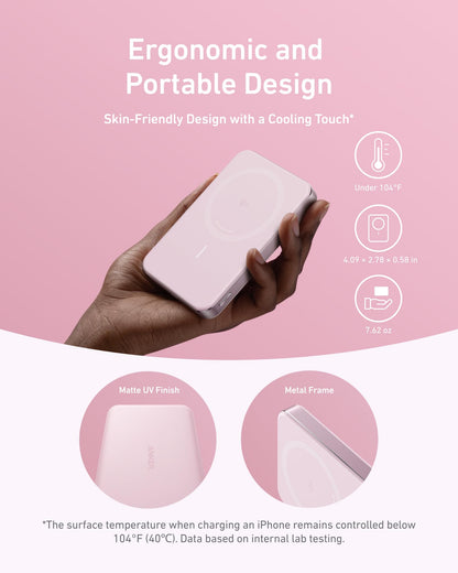 Anker MagGo Power Bank, Ultra-Slim 10,000mAh Magnetic Battery Pack, Qi2 Certified 15W Ultra-Fast MagSafe Compatible Portable Charger, Ergonomic Design, for iPhone17/16/15/14 Series, and More