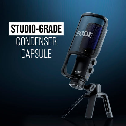 RØDE NT-USB Mini Versatile Studio-quality Condenser USB Microphone with Free Software for Podcasting, Streaming, Gaming, Music Production, Vocal and Instrument Recording,Black