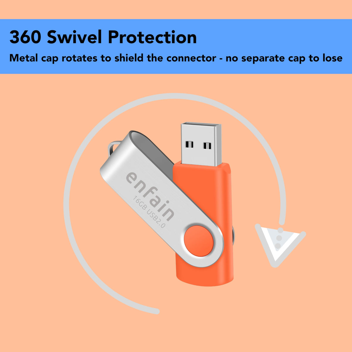 Enfain 16GB USB 2.0 Flash Drive 10 Pack | Swivel Thumb Drives with 31 Labels | Gift-Ready Packaging for Corporate Events, Office & Team Distributions (Black)