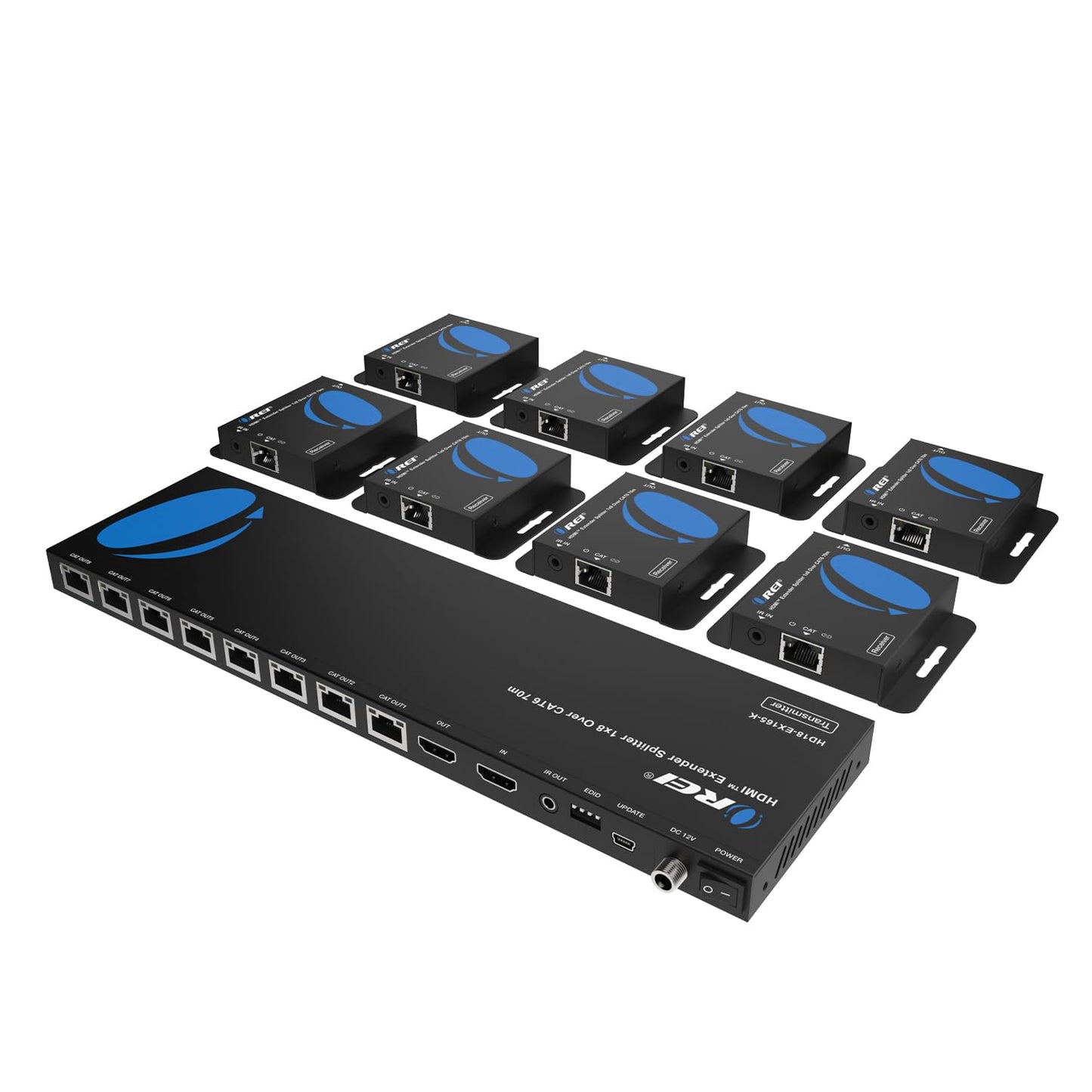 OREI 4K 1x4 HDMI Extender Splitter Over CAT6/7 Ethernet Cable Up to 4K@30Hz upto 165 ft-1080P@60Hz upto 230 ft, IR control, EDID, HDMI Loop Out (HD14-EX165-K)