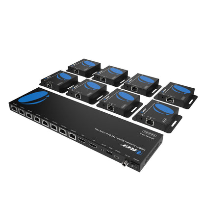 OREI 4K 1x4 HDMI Extender Splitter Over CAT6/7 Ethernet Cable Up to 4K@30Hz upto 165 ft-1080P@60Hz upto 230 ft, IR control, EDID, HDMI Loop Out (HD14-EX165-K)