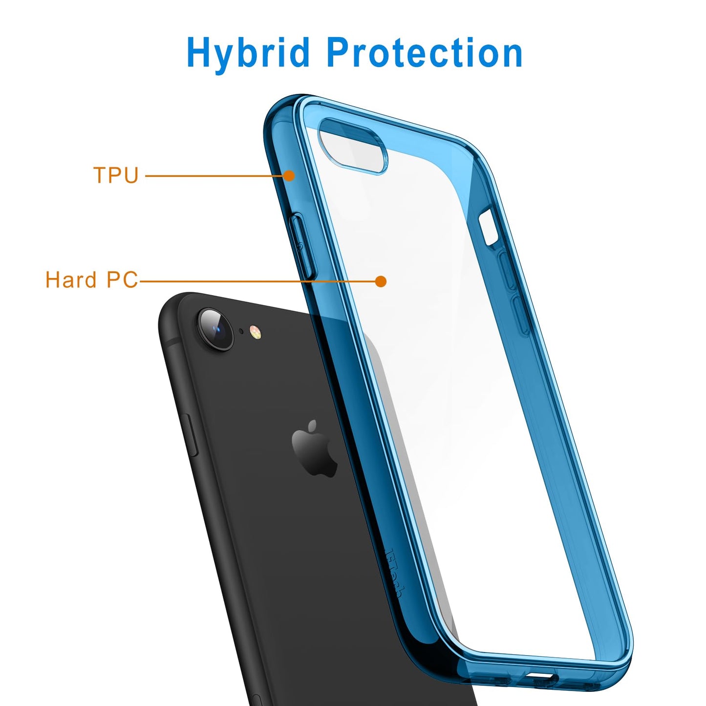 JETech Case for iPhone SE 3/2 (2022/2020 Edition), iPhone 8 and iPhone 7, 4.7-Inch, Non-Yellowing Shockproof Phone Bumper Cover, Anti-Scratch Clear Back (Clear)