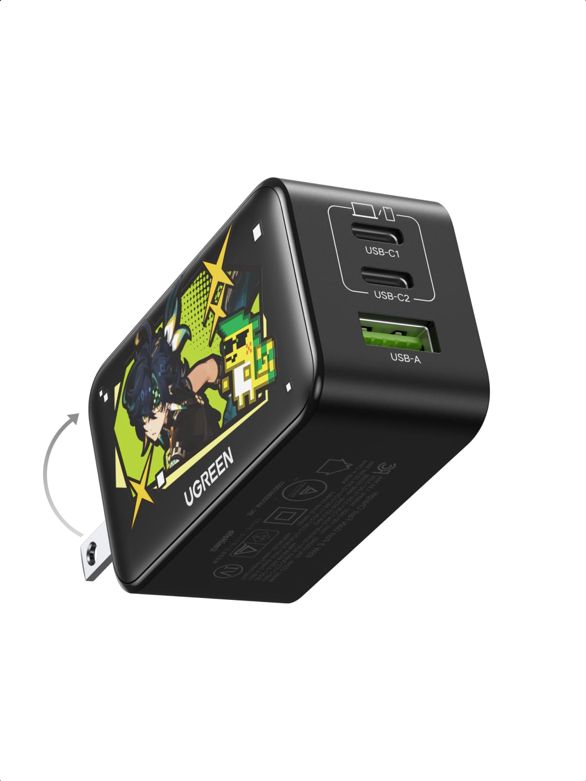 UGREEN Nexode 65W GaN USB C Wall Charger, 3-Port Compact Foldable Fast Charger Power Adapter for iPhone 17/16/15 Series, Galaxy S25/S24, Pixel 10/9, MacBook Pro/Air, Dell XPS, iPad Pro (Black)