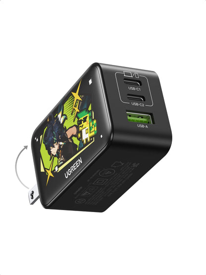 UGREEN Nexode 65W GaN USB C Wall Charger, 3-Port Compact Foldable Fast Charger Power Adapter for iPhone 17/16/15 Series, Galaxy S25/S24, Pixel 10/9, MacBook Pro/Air, Dell XPS, iPad Pro (Black)