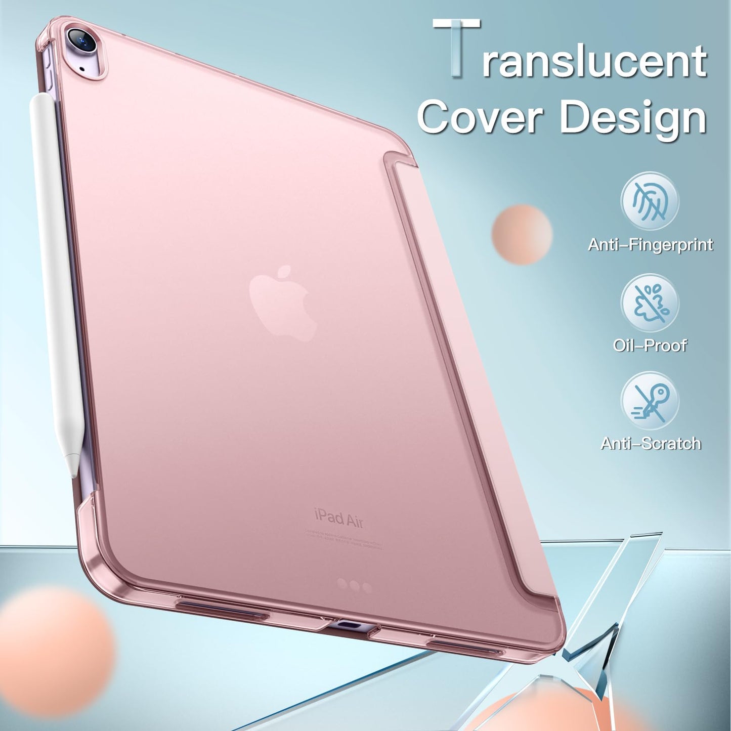 JETech Case ONLY for iPad Air 11-Inch M4/M3/M2 (2026/2025/2024), iPad Air 5/4 (2022/2020 5th/4th Generation 10.9-Inch), Slim Stand Hard Back Shell Cover with Auto Wake/Sleep (Starlight)