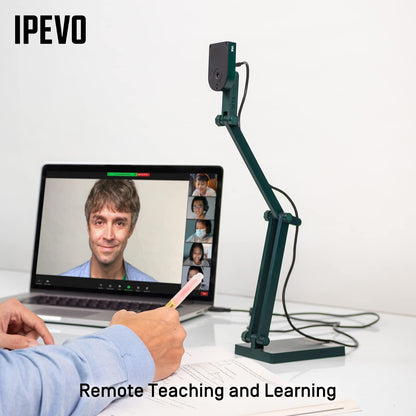 IPEVO V4K Ultra High Definition 8MP USB Document Camera — Mac OS, Windows, Chromebook Compatible for Live Demo, Web Conferencing, Distance Learning, Remote Teaching, Green