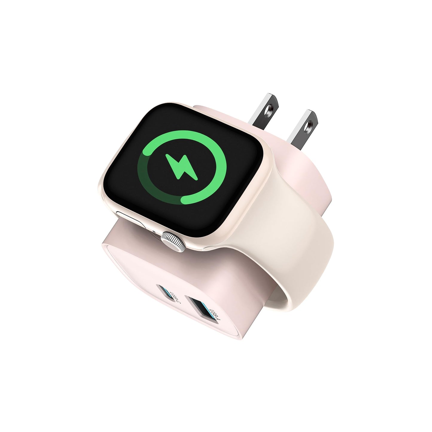 Charging Blocks for Apple Watch, 3-in-1 PD 20W USB C Charger Block with Built-in Wireless Smart Watch Charging, Dual Ports Wall Charger Compatible with iPhone,AirPods,iWatch