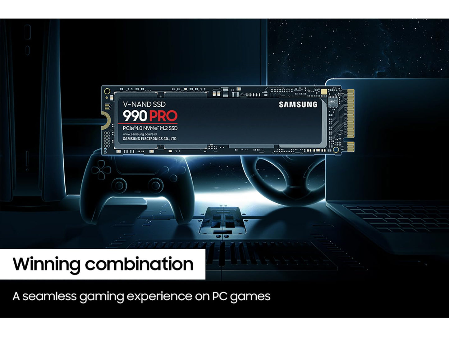 Samsung 990 PRO SSD 1TB PCIe 4.0 M.2 2280 Internal Solid State Hard Drive, Seq. Read Speeds Up to 7,450 MB/s for High End Computing, Gaming, and Heavy Duty Workstations, MZ-V9P1T0B/AM