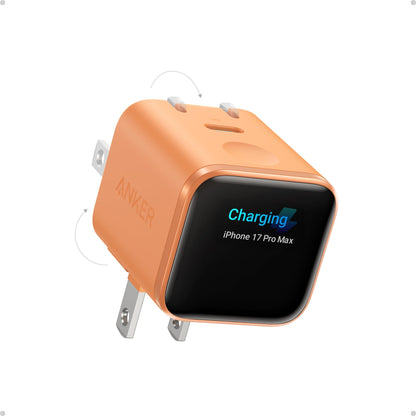 Anker Smart Display Charger, Anker Nano USB C Charger Block, 45W Max GaN Phone Charger,180° Foldable Plug,Smart Recognition,Built-in Care Mode,for iPhone17/16/15(Non-Battery,One USB-C Port,No Cable)