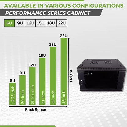 NavePoint 15U Server Cabinet Wall Mount Rack Enclosure with Caster Wheels, Includes 2 Fans, Locking Glass Door, Removable Side Panels – 15U Network Cabinet 17.7” Deep, 19”Server Rack for IT Equipment
