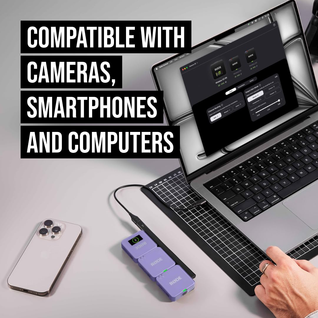 RØDE Wireless GO II Ultra-compact Dual-channel Wireless Microphone System with Built-in Microphones, On-board Recording and 200m Range for Filmmaking, Interviews and Content Creation