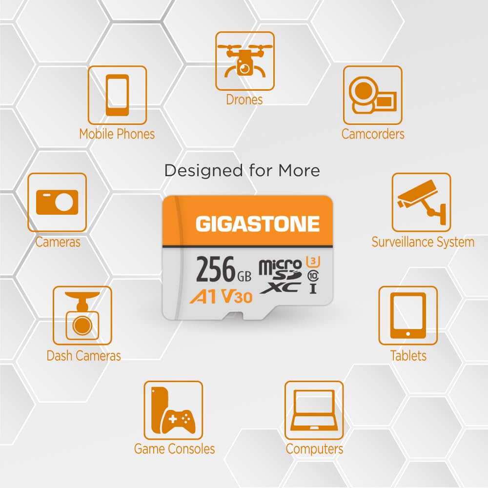 GIGASTONE 128GB Micro SD Card 2-Pack, A1 V30 4K Video Recording, Compatible with Security Camera, Dash cam, Drone, 95MB/s MicroSDXC Memory Card UHS-I Class 10, with 2 SD Adapter