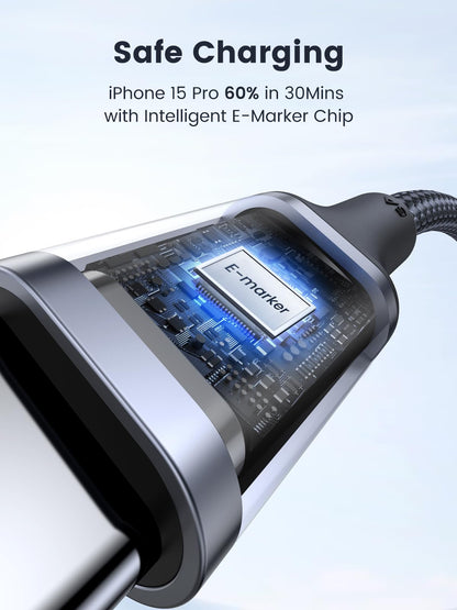 UGREEN USB C to USB C Cable, 100W 2-Pack USB C Charger Cable for iPhone 17/17 Air/17 Pro/17 Pro Max/16, MacBook Pro, iPad Pro, Dell XPS, Samsung Galaxy S25/S24/S23 Ultra, Switch, Pixel, 3.3FT Black