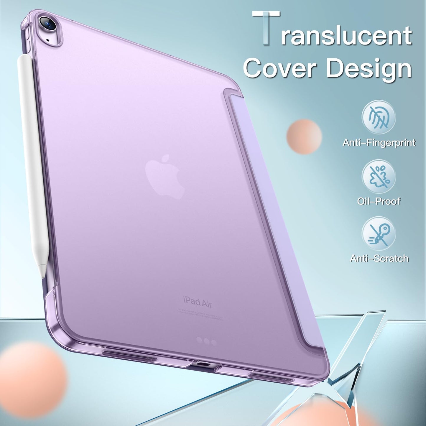 JETech Case ONLY for iPad Air 11-Inch M4/M3/M2 (2026/2025/2024), iPad Air 5/4 (2022/2020 5th/4th Generation 10.9-Inch), Slim Stand Hard Back Shell Cover with Auto Wake/Sleep (Starlight)