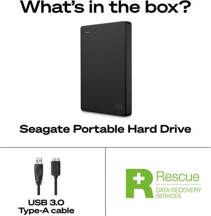 Seagate Portable 5TB External Hard Drive HDD – USB 3.0 for PC, Mac, PS4, & Xbox - 1-Year Rescue Service (STGX5000400), Black