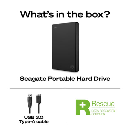 Seagate Portable 5TB External Hard Drive HDD – USB 3.0 for PC, Mac, PS4, & Xbox - 1-Year Rescue Service (STGX5000400), Black