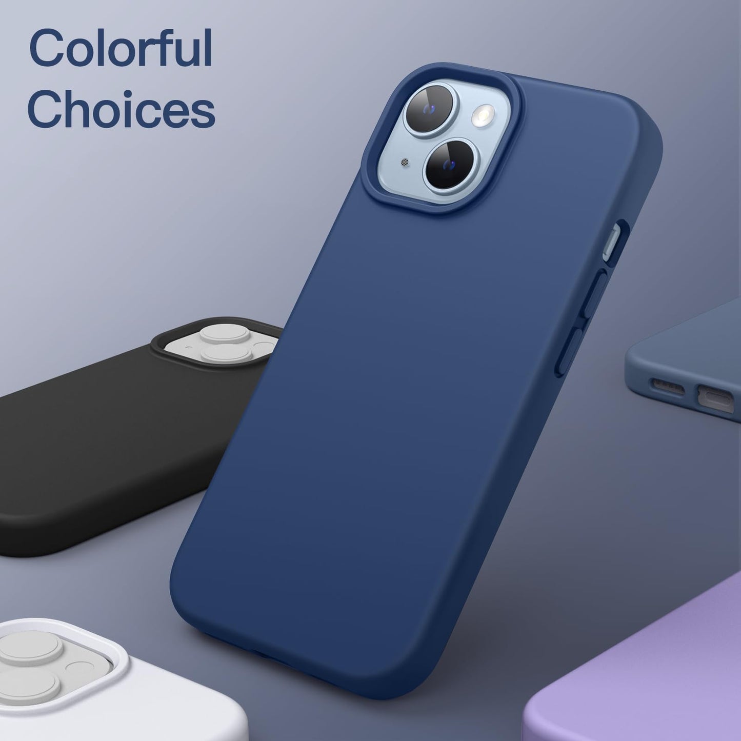 JETech Silicone Case for iPhone 14 6.1-Inch, Silky-Soft Touch Full-Body Protective Phone Case, Shockproof Cover with Microfiber Lining (Black)
