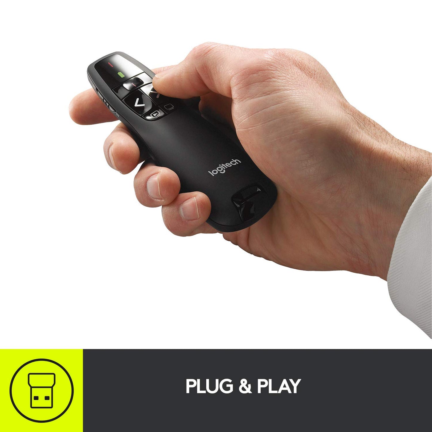 Logitech Wireless Presenter R800, PowerPoint Clicker with Green Laser Pointer, Wireless Presentation Clicker Remote