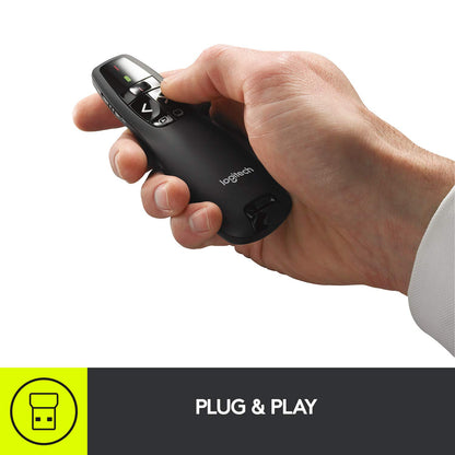 Logitech Wireless Presenter R800, PowerPoint Clicker with Green Laser Pointer, Wireless Presentation Clicker Remote