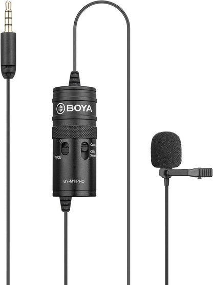 BOYA BY-M1 Pro Lapel Microphone, Clip-on Lavalier Mic for iPhone Adroid Smartphones, DSLR Camera Camcorders, Audio Recorders, PC Laptop Recording