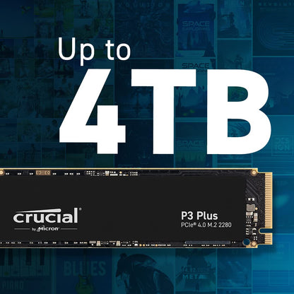 Crucial P3 Plus PCIe Gen4 NVMe 1TB SSD, Up to 5,000MB/s Read, Laptop & Desktop (PC) Compatible, Solid State Drive – CT1000P3SSD8