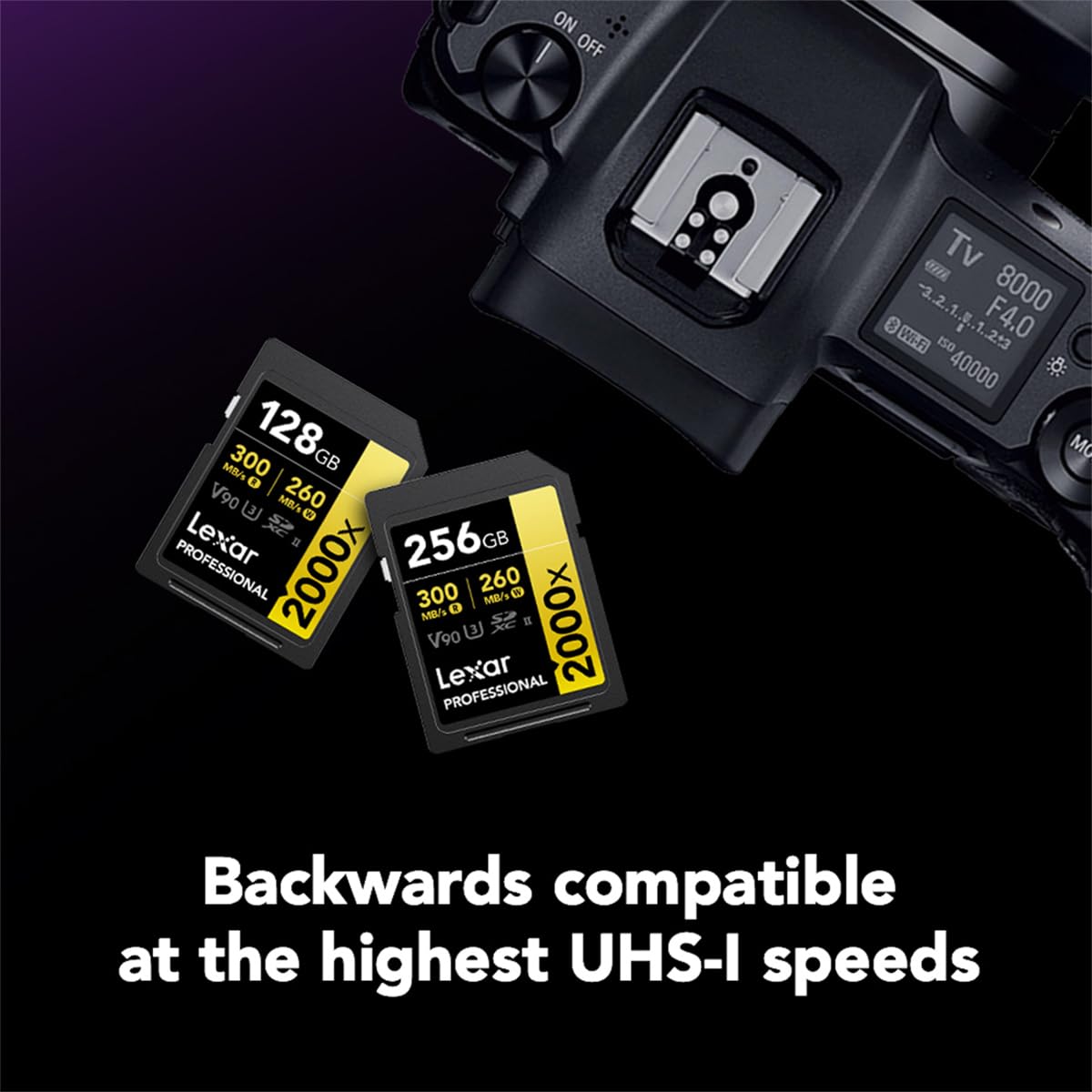 Lexar 256GB 2000x SD Memory Card, 300MB/s Read, 8K, V90, U3, UHS-II