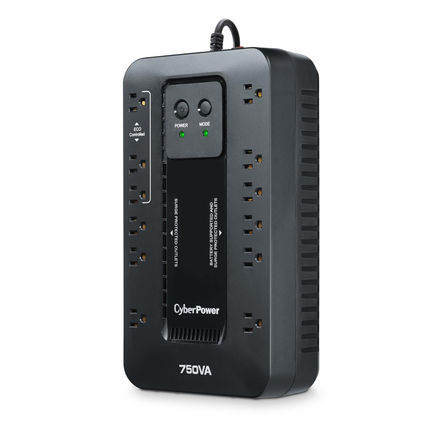 CyberPower EC850LCD Ecologic UPS Battery Backup and Surge Protector, 850VA/510W, 12 Outlets, ECO Mode, Compact, UL Certified